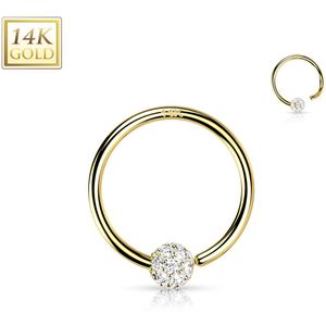 14 kt. Gouden Ball Closure Ring met Steentjes Belegde Bal - Goud - 1.0 mm - 8 mm