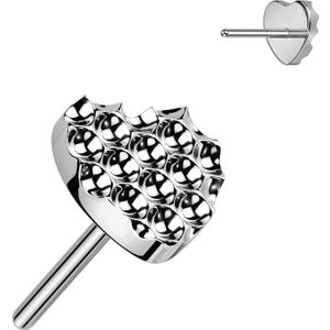 Threadless Harten Top met Diamant geslepen oppervlak - Zilver