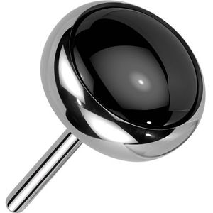 Ronde Bezel Set Threadless Titanium Top van Natuursteen - Zwarte Onyx