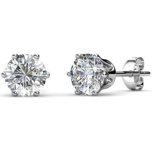 Sterling Zilver Oorknopjes met Prong Set Geboortestenen - Zilver - April