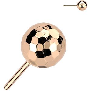 Threadless Titanium Top met Facet Geslepen Balletje - Rose Goud - 4 mm