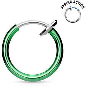 Multifunctionele titanium plated springveer clip-on piercing - groen