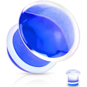 Glazen single flared plug met heldere o-ringen – 8 mm – Blauw