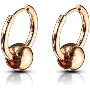 Paar oorbellen met ball closure ring look – Rosé Goud