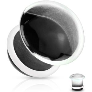Glazen single flared plug met heldere o-ringen – 10 mm – Zwart