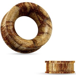 Double flared tunnel van Root hout - 14 mm