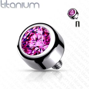 Intern geschroefde titanium piercing top met Swarovski kristal - 1.6 mm – Roze – 4 mm