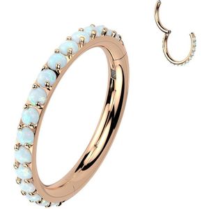 Titanium Segmentring met Opaal Steentjes - Rose Goud - 1.2 mm - 8 mm - Wit