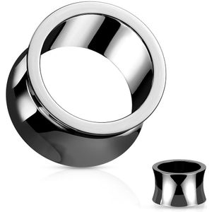Hand Gepolijste Double Flared Stalen Tunnel - Zwart - 19 mm