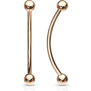 Gekleurde multifunctionele gebogen barbell met balletjes – 12 mm – Rosé Goud