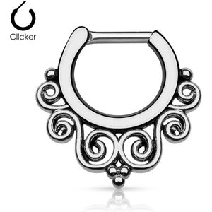 Septum clicker met tribal slingers - Hematite