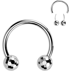 Threadless Titanium Circular Barbell met Facet Geslepen Balletjes - Zilver
