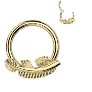Titanium Segmentring met Blad Figuur - Goud - 10 mm