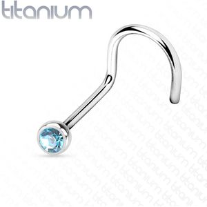 Titanium neuspiercing met gekleurd diamantje-0.8 mm-2 mm-Aqua