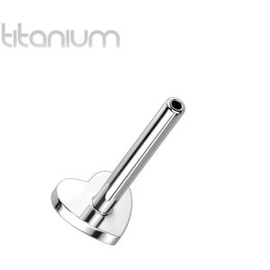 Gekleurd Massief Titanium Threadless Labret Staafje met Platte Hart Achterkant - 1.0 mm - 8 mm - Zilver
