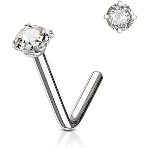 Neus stud met rond gekleurd 2 mm kristal – Zilver – Helder – 1.0 mm – 2 mm