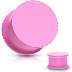 Flexibele double flared plug van siliconen in felle kleuren - 8 mm - roze