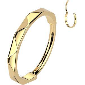Dunne Titanium Segment Ring with Facet Geslepen Patroon - Goud - 7 mm
