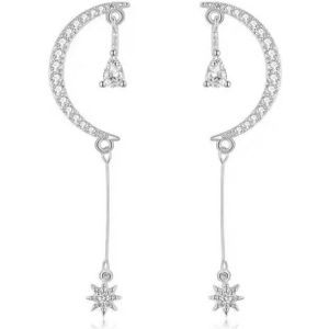Elegante Maan en Ster Oorbellen van Sterling Zilver