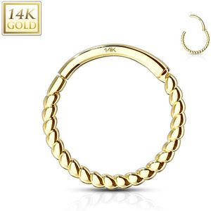 gouden 14 Kt. gedraaide ring met vast segment – 6 mm – Goud
