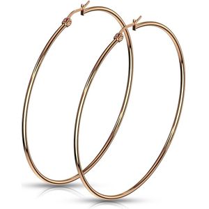 Paar rosé gouden oorringen in 14 verschillende maten – 70 mm