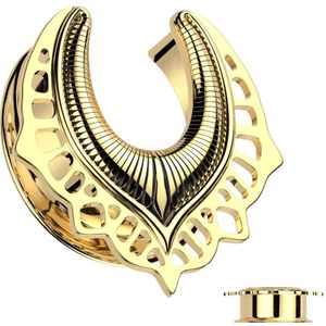 Double Flared Tunnel met Elegant Patroon - Goud - 25 mm