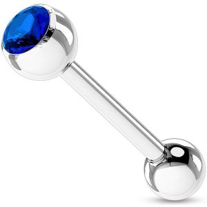 Barbells met gekleurd steentje - 1.6 mm - 16 mm - 6 mm - blauw