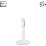 Bioflex labret met 14kt. wit gouden top en echt helder diamantje