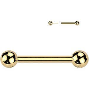 Threadless Titanium Barbell met één vast Balletje - Goud - 1.6 mm - 19 mm - 5 mm