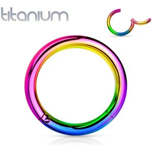 Gekleurde massief titanium segmentring met vast segment – 1.0 mm - 10 mm - Regenboog