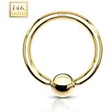 14Kt. wit gouden ball closure ring - 1.2 mm - 8 mm - 3 mm