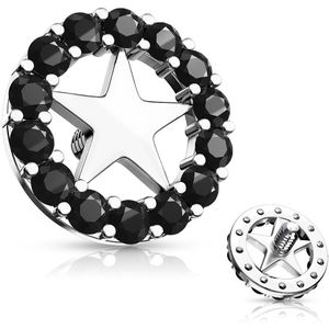 Dermal top met kristallen cirkel en uitgesneden ster – Zwart