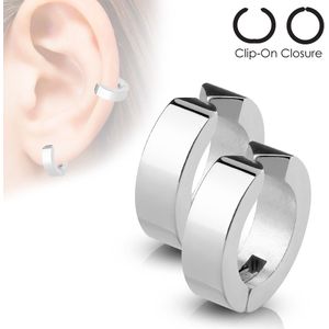 Set neppe clip-on oor ringen met plating - 316L chirurgisch staal - zilver