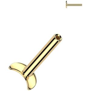 Threadless Titanium Labret Staafje met Halve Maan Basis - Goud - 1.0 mm - 6 mm