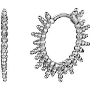 Zilveren Oorringen met Kralen Zon design - Zilver