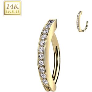 Navelpiercing Ring van 14 Karaats Goud met Kristallen Rij - Goud