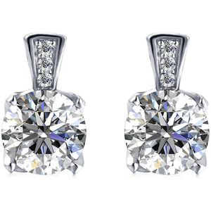 Prachtige Oorknopjes met 1.2 Ct Moissanite Diamant en fijne kristalletjes