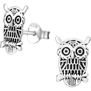 .925 Oud Zilver Uil Stud Oorbellen
