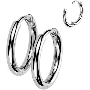 Classic Titanium Oorringen met Kliksluiting - Zilver - 8 mm