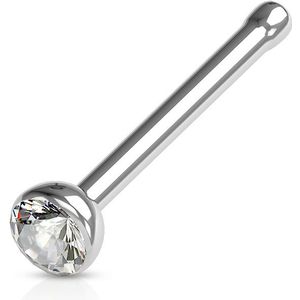 Neuspiercing met gekleurd kristal - 1 mm - helder