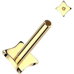 Titanium Threadless Labret staafje met Ruiten Basis - Goud - 1 mm - 8 mm