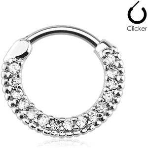 Septum piercing ring met heldere steentjes - 1.6 mm
