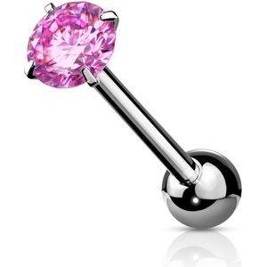 Gekleurde barbell met glinsterde prong set kristal