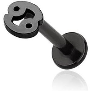 Intern Geschroefde Labret Piercing met Sterrenbeeld Top - Zwart - 6 mm - Kreeft