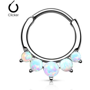 Septum klikker met vijf Opaal stenen - wit