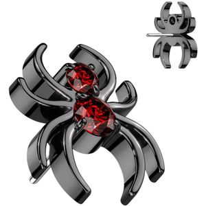 Titanium Threadless Spinnen Top met Gekristalliseerd Lichaam - Zwart