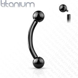 Intern geschroefd gekleurd massief titanium gebogen barbell - Zwart