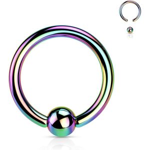 Titanium Ball Closure Ring met Gekleurde PVD Plating - Regenboog - 10 mm