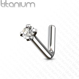 Titanium Neus Stud met Helder Prong Set Kristal - 0.8 mm - 2.5 mm