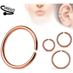 Gekleurde Titanium Basic Buigbare Multifunctionele Piercing Ring - 1.2 mm - 10 mm - rosé goud